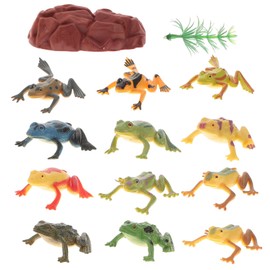 STOBOK Reptile Figure, Frog Model, Creature, Frog, Figurine, Plastic, Reptile, Frog Model, Miniature, Animal Figure, Scene, Gift, Set of 12
