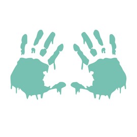 Set of 2 Bloody Hand Print Zombie Sticker Vinyl Decal Notebook Car Window Laptop 6.5" x 4" (Mint)