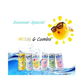 Lotte Milkis 6 Flavors Combo (Original, Apple, Melon, Peach, Banana, & Strawberry) (6 Flavors, Pack of 1)