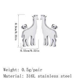 Cute Giraffe Earring Stainless Steel Minimalist Giraffe Stud Earrings for Women Men Animal Jewelry Gift (silver)