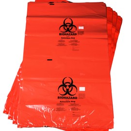 Ratiolab Biohazard Waste Disposal Bags Red, Heavy-Duty, Leak Proof for Hazardous Waste Bio Hazard Disposal, with Sterilization Indicator Patch 91L Volume 700x1100mm Pack of 75 - Autoclavable