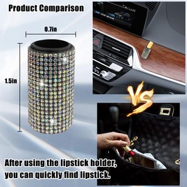 AICEL Bling Car Chapstick Holder, 2PCS Crystal Rhinestone Strong Adhesive Vehicles Upright Lip Balm Holder, Sparkling Automotive Interior Decorations Accessories, Universal for SUV, Truck(Multicolor)