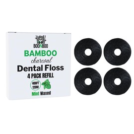 BOONBOO Dental Floss Refill Rolls, Charcoal Woven Thread, 4 Pack, Mint Flavor…