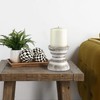 Stonebriar Antique White Wooden Pillar Candle Holder, Vintage Seaside Pillar