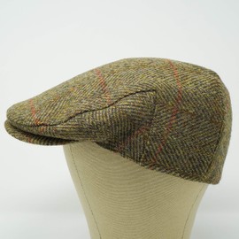 Borges & Scott Nevis Flat Cap - 100% Handwoven Wool – Harris Tweed – Water Resistant - Pine Herringbone - 60cm