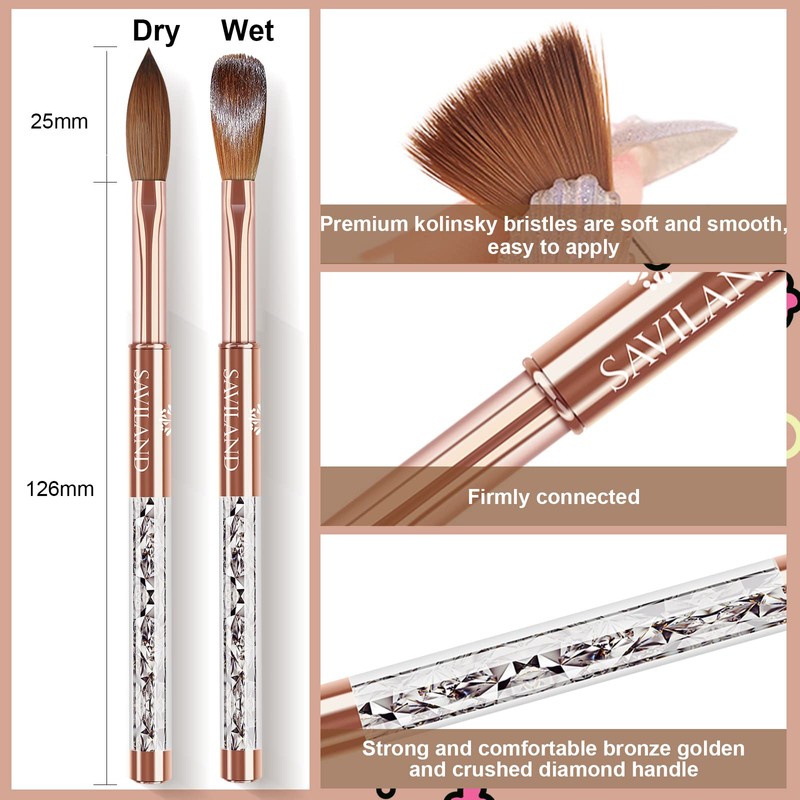 Saviland Acrylic Nail Brush Size 16 - Cepillo de acrílico