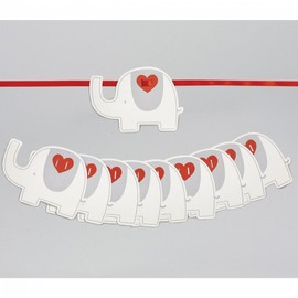 My First Friend Grey & White Elephant garland with orange ribbon - nursery decoration