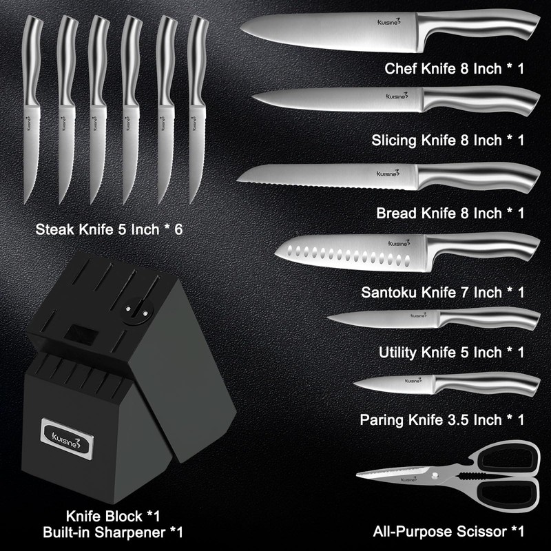 Kuisine Premium Knife Set,One Piece Molding High Carbon Stainless Steel