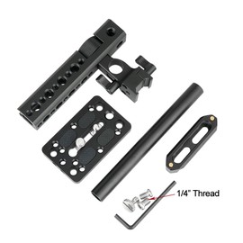 NICEYRIG Nut Handle Kit Set with Top Handle + Nut Rail with Mini Camera Cheese Baseplate with Cold Shoe with 15mm Rod Clamp Universal Shooting Handle Grip with Black Magic Design Mini USRA Fits DSLR