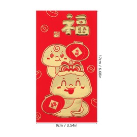 CLISPEED 36Pcs Chinese New Year Red Envelopes: Spring Festival Lunar Snake Year Hongbao with 6 Gold Embossed Fu Cartoon Snake Designs, Chinese New Year Lucky Money Packets