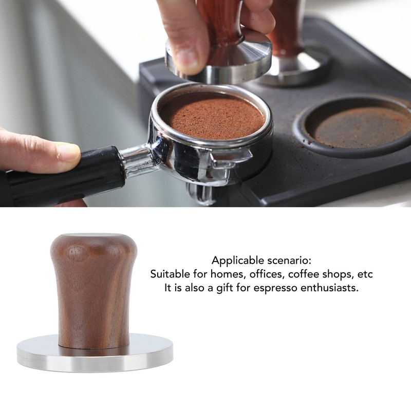 Wood Handle Coffee Tamper Stainless Steel Press Detachable Flat Base