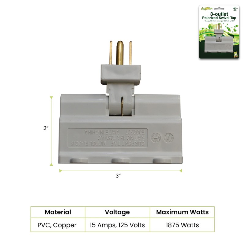GoGreen Power (GG-03420T) 3 Outlet Swivel Wall Tap, Electrical Wall