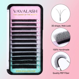 VAVALASH W-shaped Eyelash Extension 3D Premade Fans 0.07 D Curl Volume Lash Extensions Easy Fanning Lashes Matte Black Volume Premade W Lashes(W Shaped-3D-0.07-D-12mm）