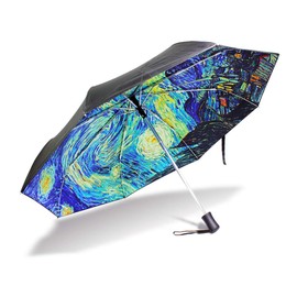 YZGO Van Gogh Umbrella - Starry Night Sun UV Protection Compact Auto Open Close Windproof Travel Umbrella for Business & Personal