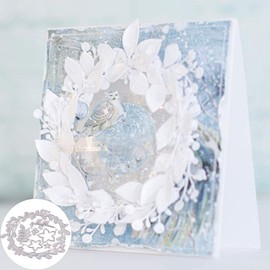 Christmas Flower Wreath Cutting Dies for Card Making，Cutting Dies Cut Stencils for DIY Scrapbooking Photo Album Decorative Embossing Paper Dies for Card Making Templated
