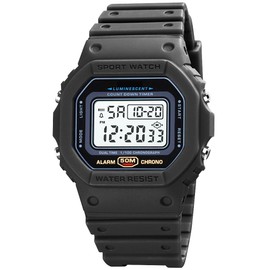 PASOY Fashion Watches for Men and Women Unisex Summer Digital Backlight Casual Waterproof Outdoor Sports Swim Colorful Rubber Watch Reloj (Black)