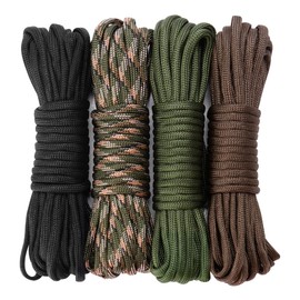 Paracord 4 mm Set, 7 Core Strands, 76 ft Multifunctional Paracord Ropes, Nylon, Paracord Bracelet Set, Children's Paracord, 550 Cord for Outdoor Sports, DIY Dog Collars (4 Colours)