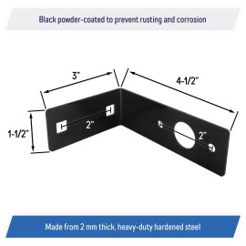 Brickyard Trailer Light Mounting L Shaped Bracket Heavy Duty Black, 4.5 x 3 x 1.5 inch (2)