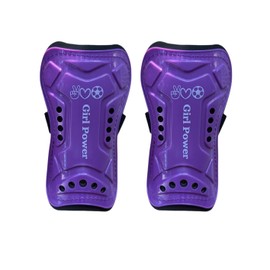 DREAMERSELL Girl Power Shin Guards - High-Performance Soccer Shinguards for Kids - Adjustable Straps - Impact Resistant - Youth Football Shin Pads - Protective Anti Slip Leg Gear (Purple, Medium)