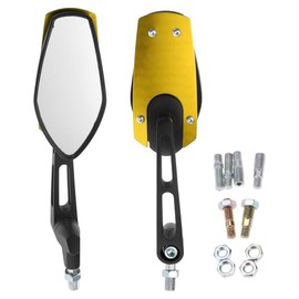 RATCHROLL 1 Set Universal Motorcycle Rear View Mirrors Adjustable Bar End Side Mirrors Mount M8/M10 Black Gold Tone Aluminum Plastic Prismatic Shape