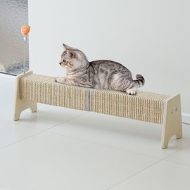 Aberatail Cat Scratching Post, 30" Horizontal Sisal Scratch Post for Indoor Cats, Durable Cat Furniture Protector with Spring Toy