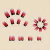Short Square Press on Nails Gradient Red French Tip Fake