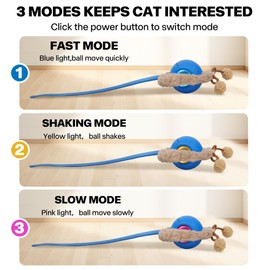 Pet Prime Interactive Cat Toys for Indoor Cats,Motion Activated Automatic Moving Ball with Lights,Electric Self Rotating Ball with Chirping,Rechargeable Smart Cat Toys for Bored