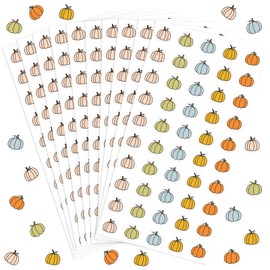 JarThenaAMCS 1500Pcs Mini Fall Pumpkin Stickers for Kids 5 Colors Pumpkin Shaped Decals Colorful Autumn Self-Adhesive Stickers for Cards Envelope Journal Decor Thanksgiving Party Supplies