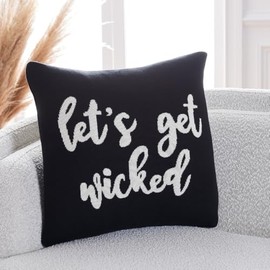SAFAVIEH Home Collection Let's Get Wicked Black/Natural Cotton 18-inch Square Decorative Accent Insert Throw Pillow