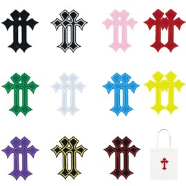 Nouiseuns Cross Patches – Y2K Patches Set with Cross Embroidery Patch Designs for Jackets, Jeans, Hats & DIY Fashion Accessories (22PCS)