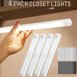 4pcs Motion Sensor Rechargeable Closet Lights