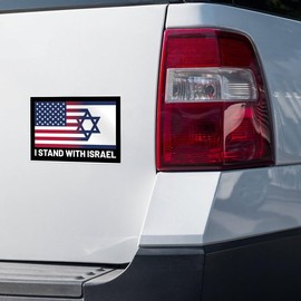 I Stand with Israel American USA and Israel Flag Support Sticker - Waterproof Vinyl Decal for Car Bumper, Laptop, Water Bottle, Wall, and Window, Size - 8'' Longer Side