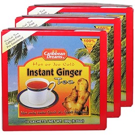 Caribbean Dreams Instant Ginger Tea, Sweetened, 18g (Pack of 3) - Total 30 Tea Bags