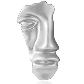 Silver Figure Face Mask Brooch - Vintage Minimalist Metal Brooches Women Men