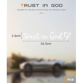 SCUARI 4PCS Car Stickers,Car Decals,Car Accessories Stickers and Decals,Trust in God Rearview Mirror Decal,Trust in God Automotive Mirror Decoration,Suitable for Most Car Truck SUV (White)