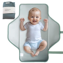 Lily Miles - Cambiador portátil para bebé, cambiador de pañales con cierres magnéticos, almohadilla de viaje para bolsa de pañales, esencial para bebé, tapete lavable e impermeable (verde sauce