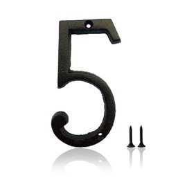 5.5 Inch House Numbers, Cast Iron House Numbers for Outside, Address Numbers for Houses, Farmhouse, Garage, Shop, Offices, Hotel, NUMBER 5