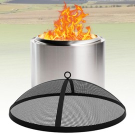 Febtech - Fire Pit Spark Screen Round for Solo Stove Bonfire Spark Screen Size Fire Pit Ring - Heavy Metal 18.5" Fire Pit Screen with Hook for Easy to Lift for Backyard, Camping and Outdoor Fire Pits