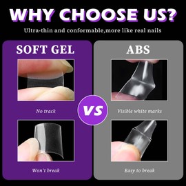 LoveOurHome 600pc French Coffin Nail Tips Clear Fake Nails Medium Coffin Gel Nail Tips Half Cover Acrylic Nails Clear False Nails Fingernail for Gel Nail Tip Extension Press Nails DIY 15 Sizes