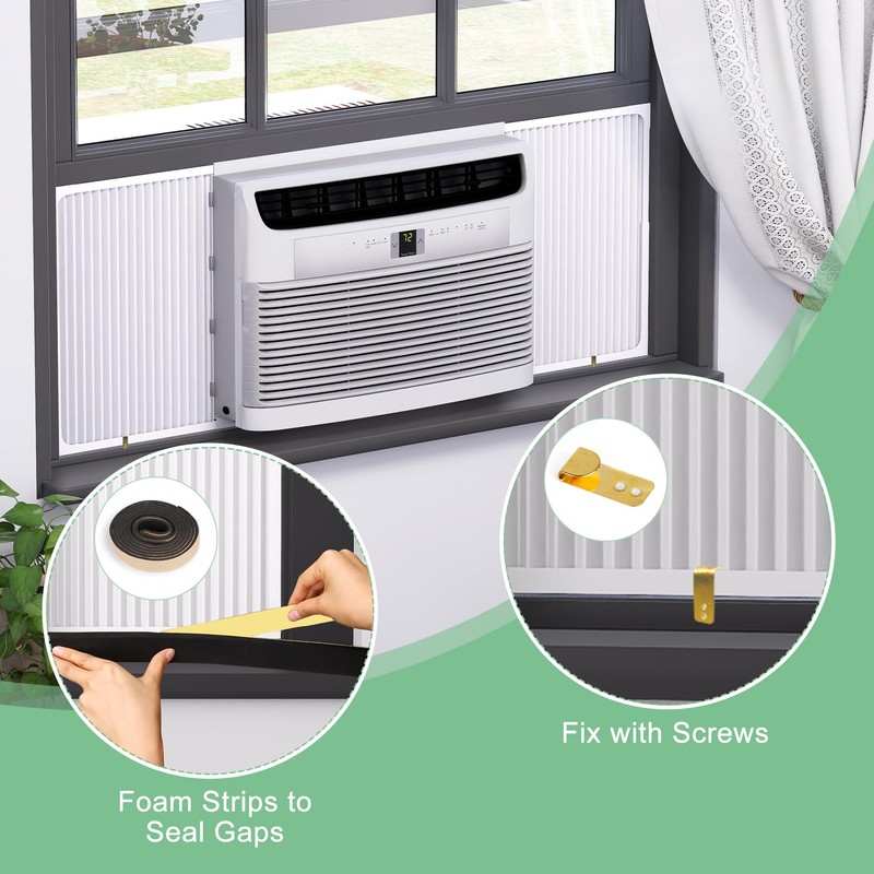 Memrita Window Air Conditioner Side Panels with Adjustable Frame, Universal