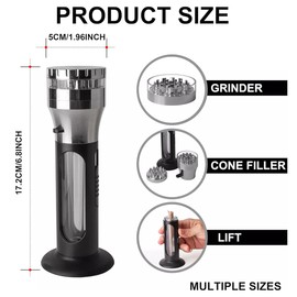 3-in-1 Spice Grinder Hand Crank Loader Roller Crusher Filler Flower Buds Milling Grinding Storage with Magnetic Lid