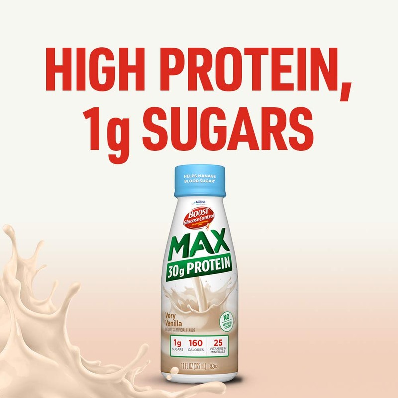 BOOST Glucose Control Max 30g Protein Nutritional Drink, Very Vanilla,