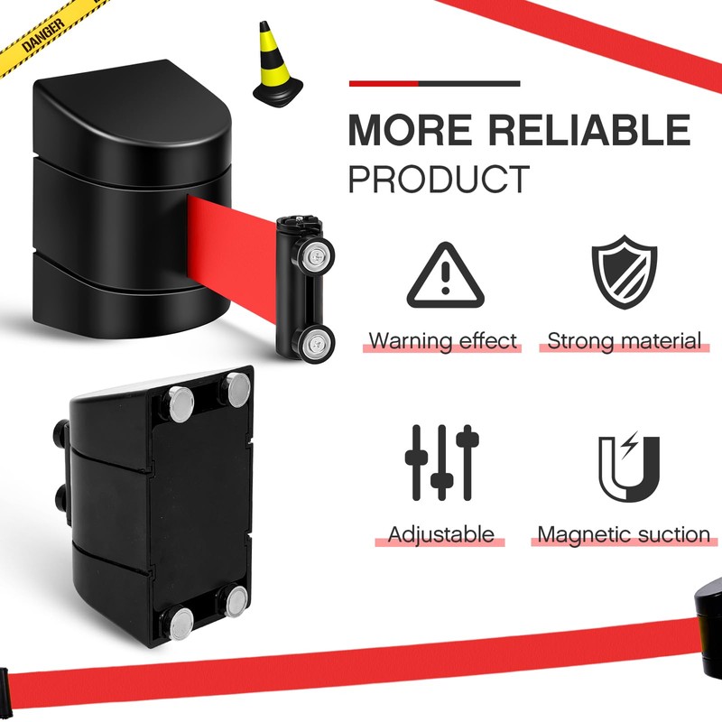 Landical 4 Pack 16.4 ft Magnetic Wall Mount Retractable Belt