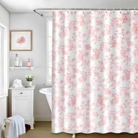 Seorsok Sage Pink Shower Curtain,Cotton Floral Cottagecore,Elegant Floral Fabric Shower Curtain Machine Washable Waterproof Bathroom Decor 60x72 inches