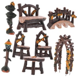 BESPORTBLE Fairy Garden Mini Furniture Set Miniature Table Chair Ornament Small Landscape Decor Miniature Landscape Accessory