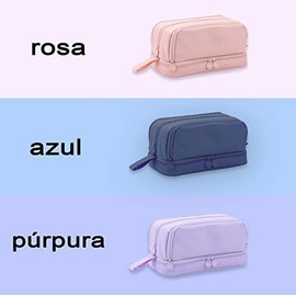 Estuche para lápices de gran capacidad,bolsas de lapices;estuche con 4 compartimentos,almacenamiento de papelería,adecuado para niños y niñas,adecuado para la escuela,oficina (Púrpura)