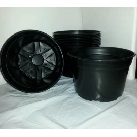 Landmark Plastics 9 inch (9" x 6") Black Plastic Mum Pot - Set of 100 - LOT PAN plastic