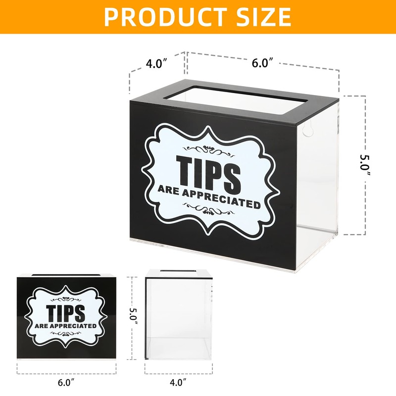 CiaoHER Acrylic Tip Collection Jar Donation Suggestion Box for Money