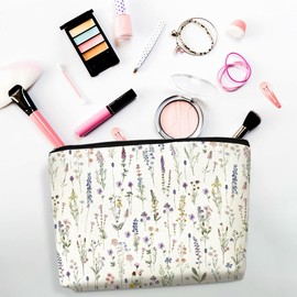 CSHVJ 4PCS Floral Makeup Bags for Women, Cute Flower Aesthetic Travel Toiletry Bag, Coquette Cosmetic Bag, Portable Zipper Pouch Cosmetics Pouch Gifts for Women Girls Girlfriend Mom