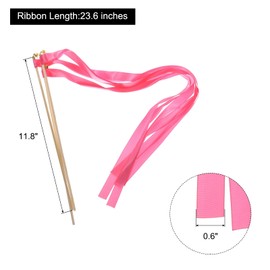MECCANIXITY 15Pcs Wedding Ribbon Sticks Party Ribbon Streamers Sticks for Wedding Party Celebration Rose Pink